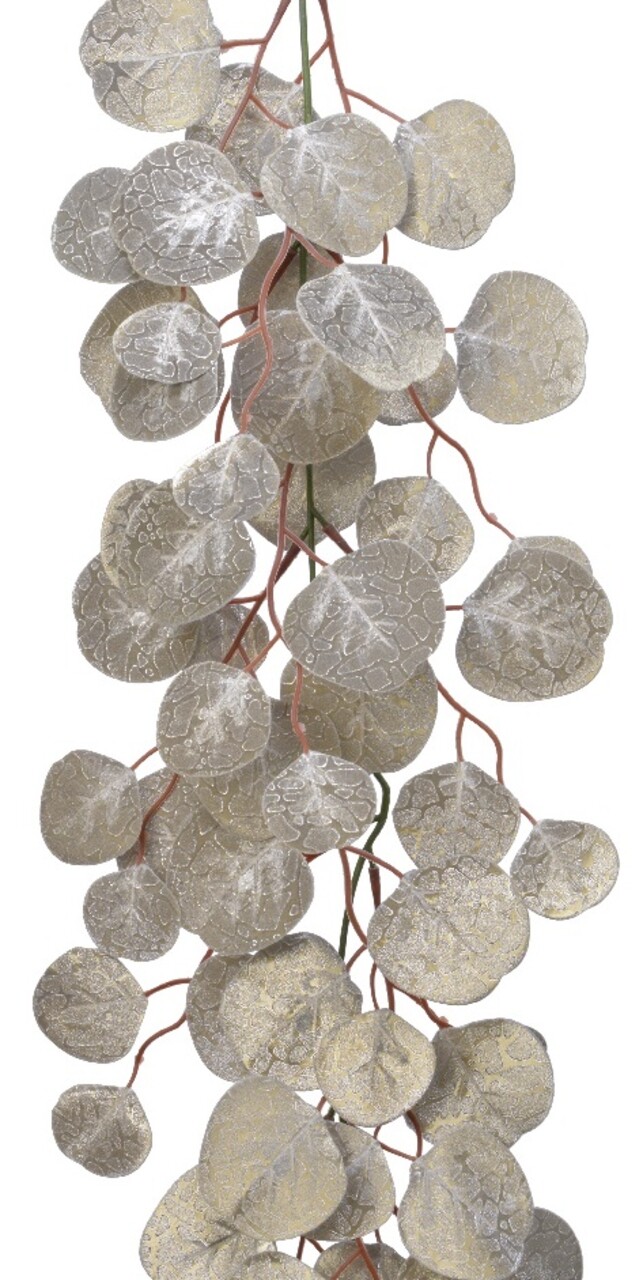 Ghirlanda decorativa Broad Leaves, Decoris, 18x1.2x150 cm, plastic, argintiu - imagine 3